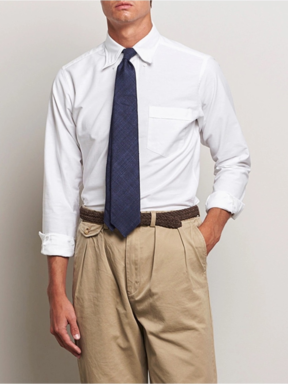 Drake’s White Oxford Cotton Cloth Button-Down Shirt